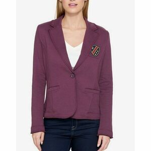 Tommy Hilfiger Women's One Button Blazer Jacket Burgundy Patched Size M